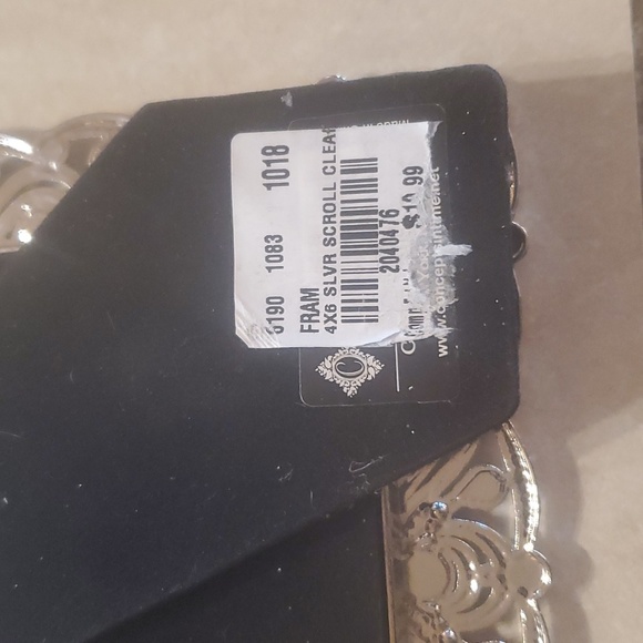 Silvertone Rhinestone Scroll Picture Frame 4x6 Photo - Picture 3 of 5